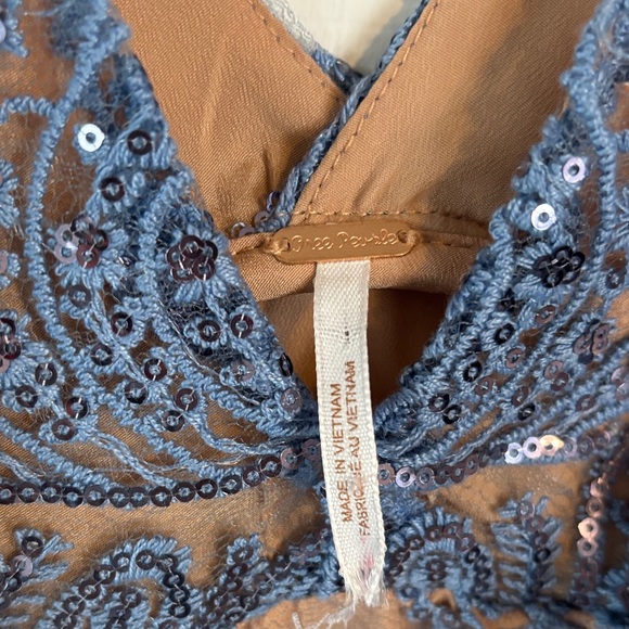 Free People Night Shimmer Sequin Lace Mini Dress Sz 6 - Picture 7 of 12